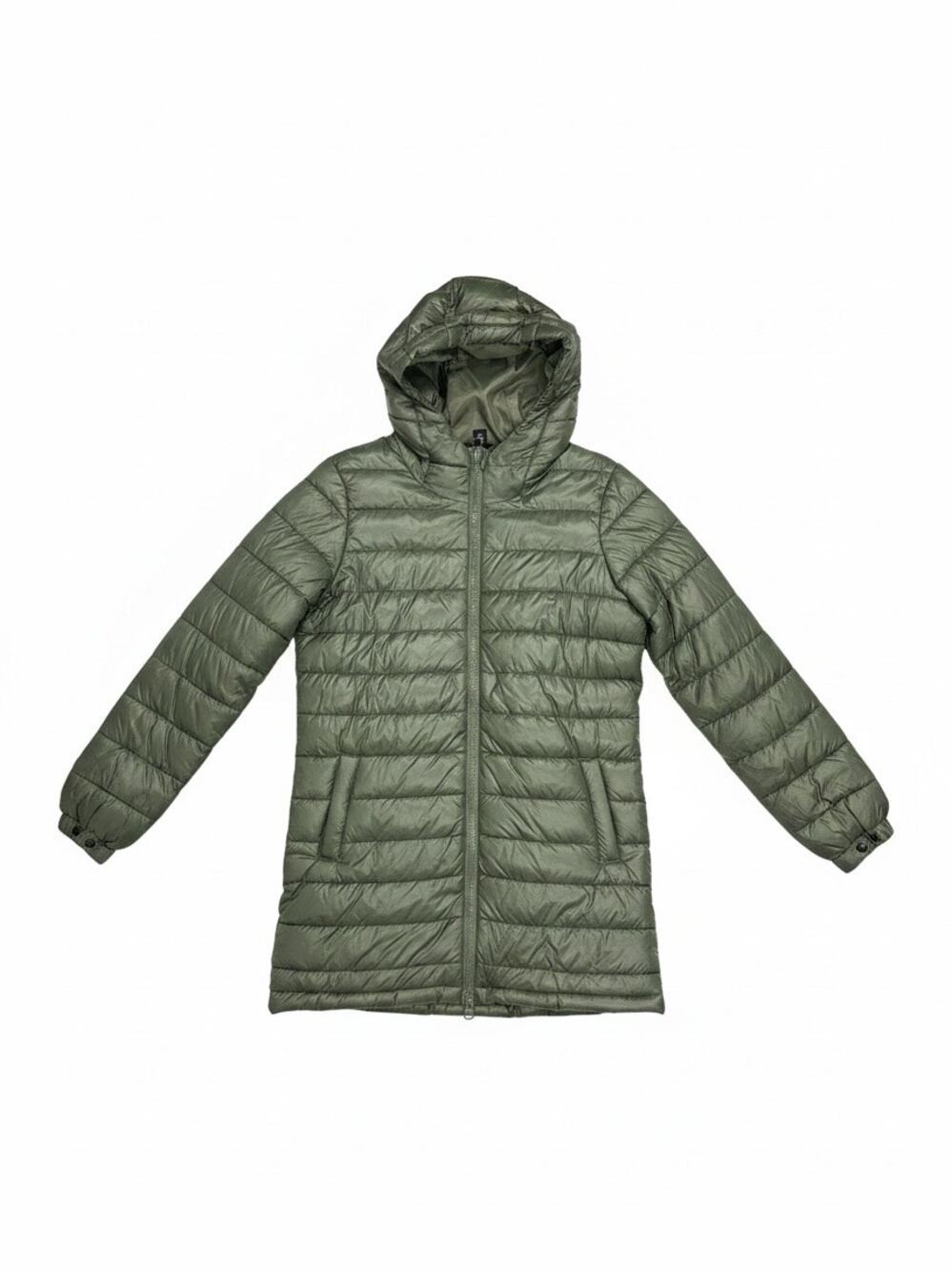 Swisstech Jacket Womens Small 4-6 Olive Hooded Puffer Quilted Long Coat